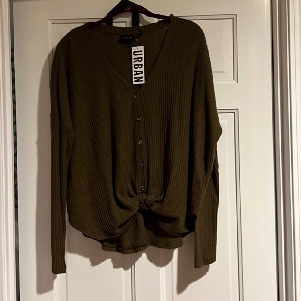 Urban Outfitters Waffle Long Sleeved Tie Front